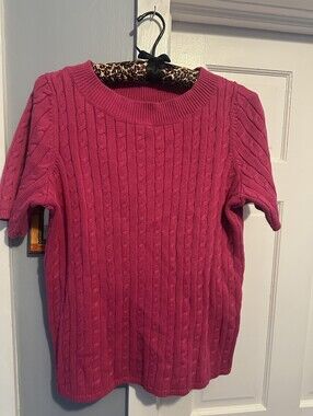 Talbots Bright Pink Cable Knit Sweater